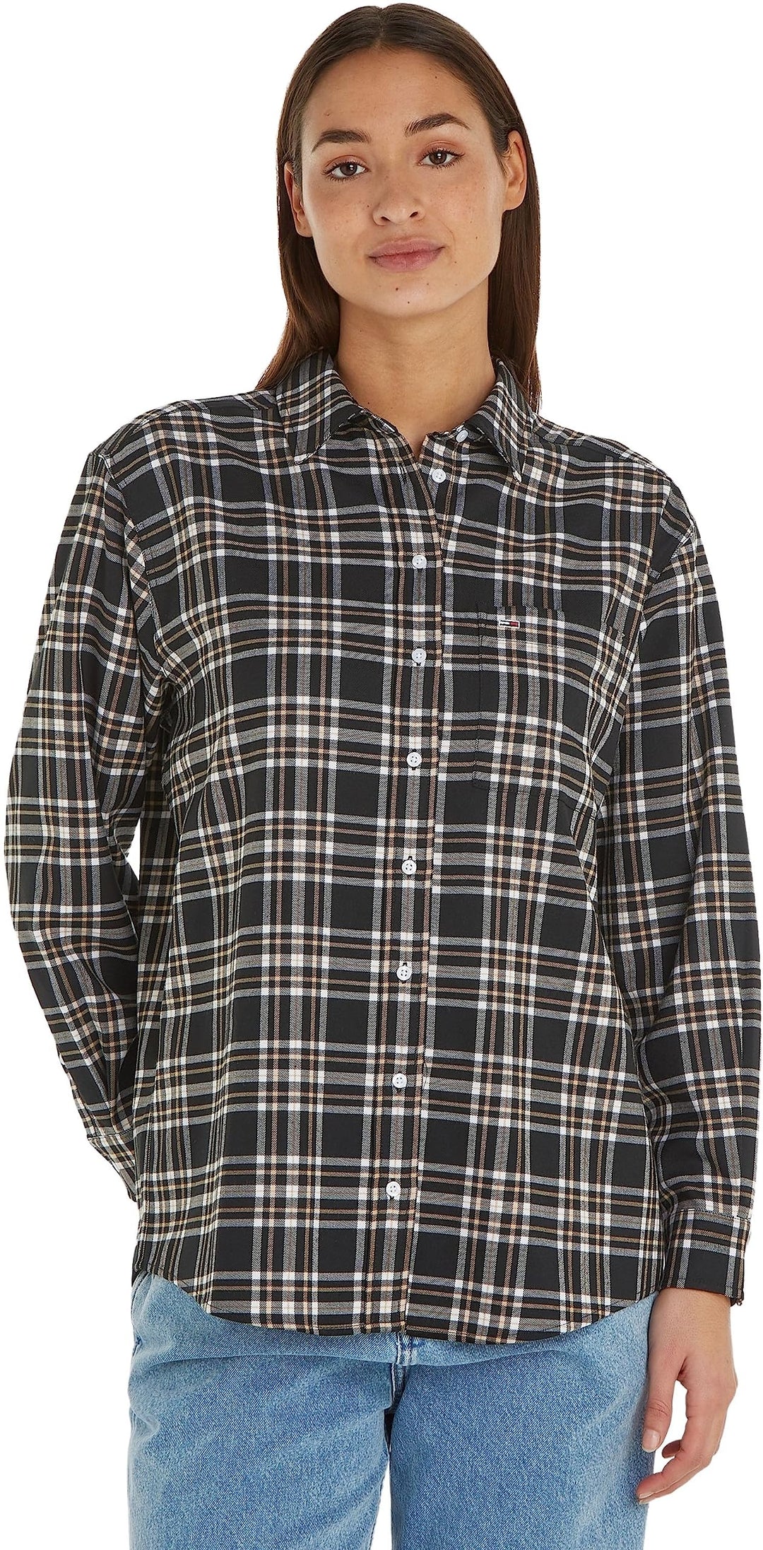 Tommy Jeans Damen Tjw Check Overshirt Gewebte Oberteile S Black Check, S Black Check