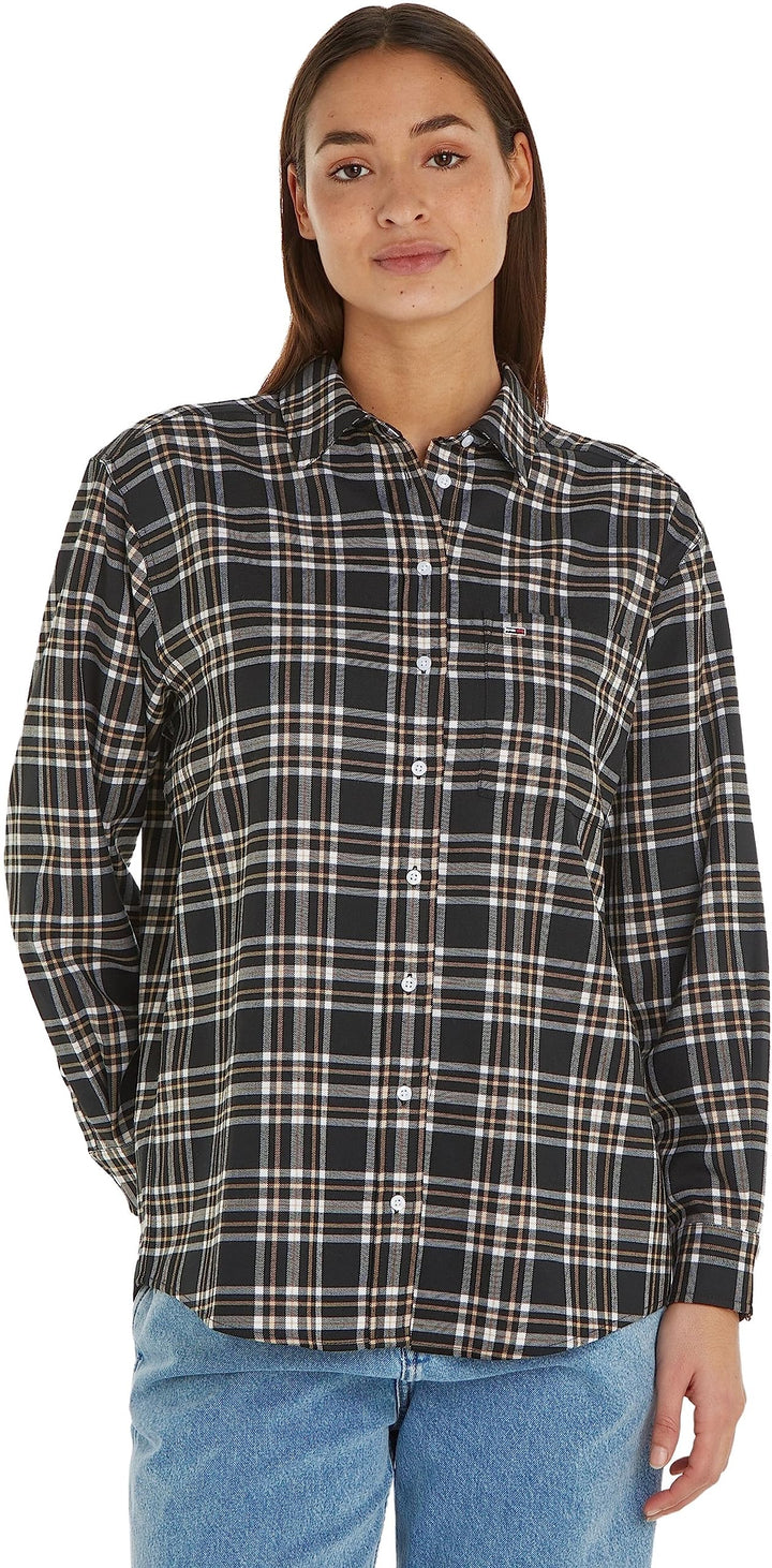 Tommy Jeans Damen Tjw Check Overshirt Gewebte Oberteile S Black Check, S Black Check