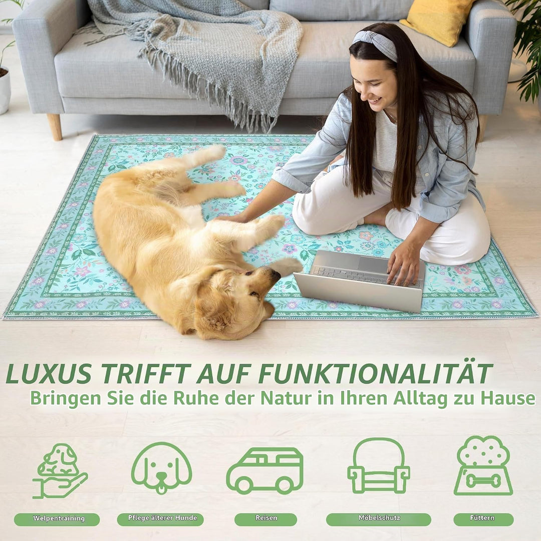 Baodan Welpen Unterlagen Waschbar, 2 Pack PIPI Matten für Hunde mit Blumenmuster inkontinenzunterlag