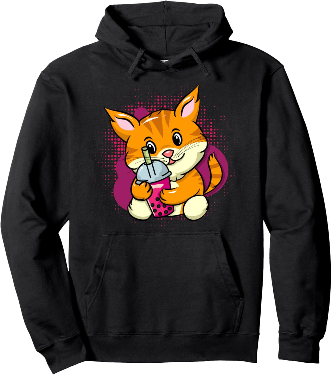 Katze Boba Tea Kawaii Anime Neko Bubble Tea Cute Cat Lover Pullover Hoodie