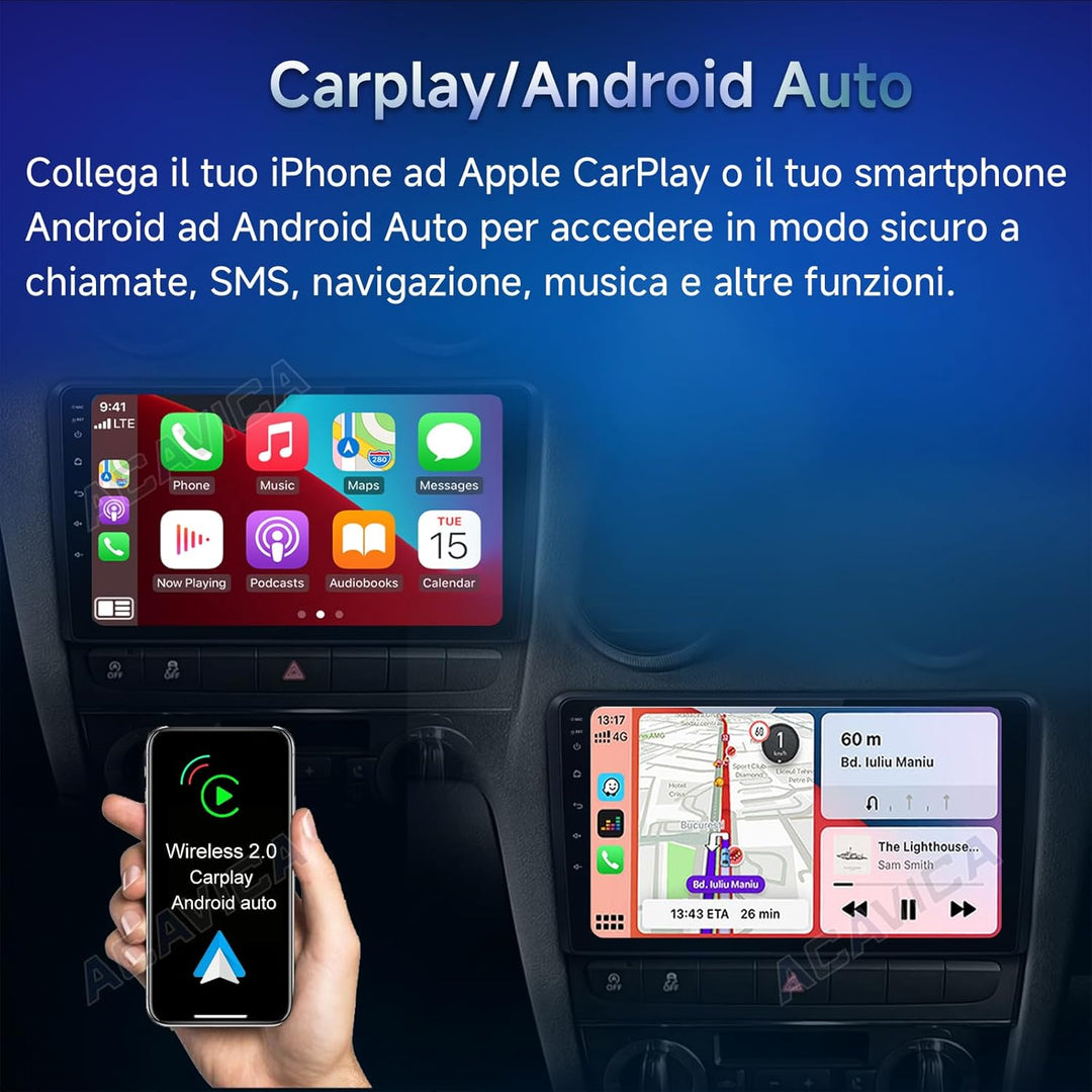 Car Radio für Skoda Fabia 5J MK2 2007-2013 Android 14 2+64GB Autoradio mit Wireless Carplay Android