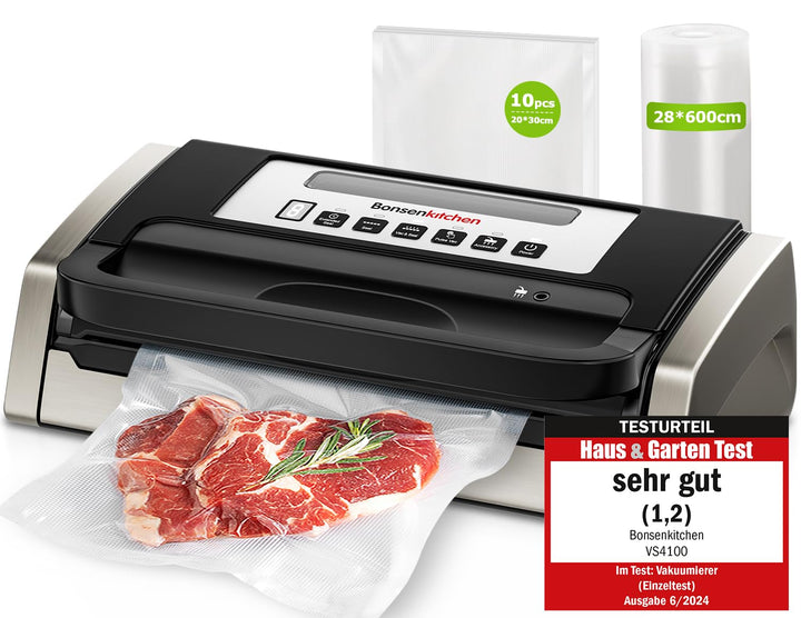 Bonsenkitchen Vakuumiergerät, Vakuumierer, Design mit Griffverriegelung, leistungsstarker geräuschar