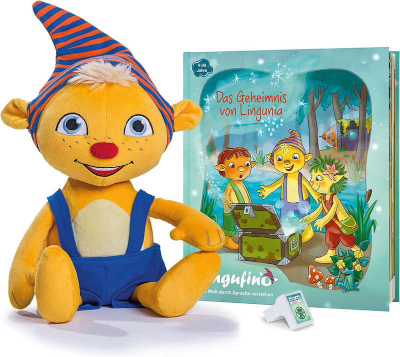 DIALOG TOYS Lingufino Basis Set mit Plüschfigur, Lernspielzeug mit Spracherkennung ohne Internet, ge