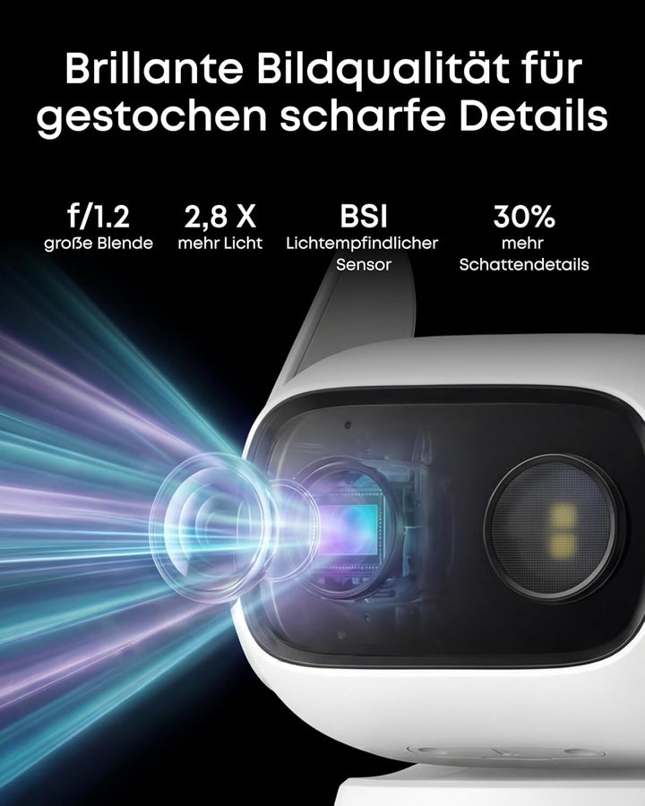 eufy Überwachungskamera C31 kabelgebunden, 360°-Sicht mit Schwenken/Neigen, Innen & Aussen, Dual-Ant