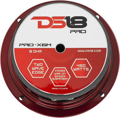 DS18 PRO-X6M Auto-Mitteltöner, 16,5 cm (16,5 cm), 450 W, 8 Ohm, Bass-Lautsprecher 16,5 cm Klassisch,