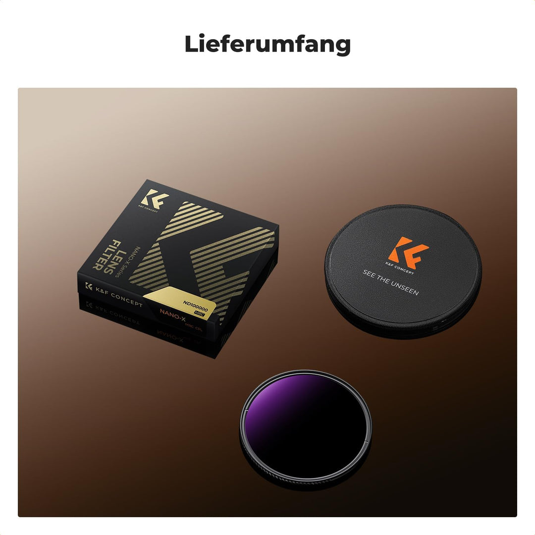 K&amp;F CONCEPT Nano-X Serie 55mm ND100000 Filter Fester ND Filter Graufilter (16,6 Blendenstufen), 55mm