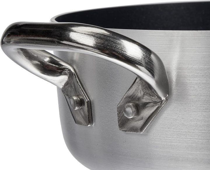Pentole Agnelli Platinum Kasserolle, Aluminium, 2 Griffe aus Edelstahl, Silberfarben 24 cm Silber/sc