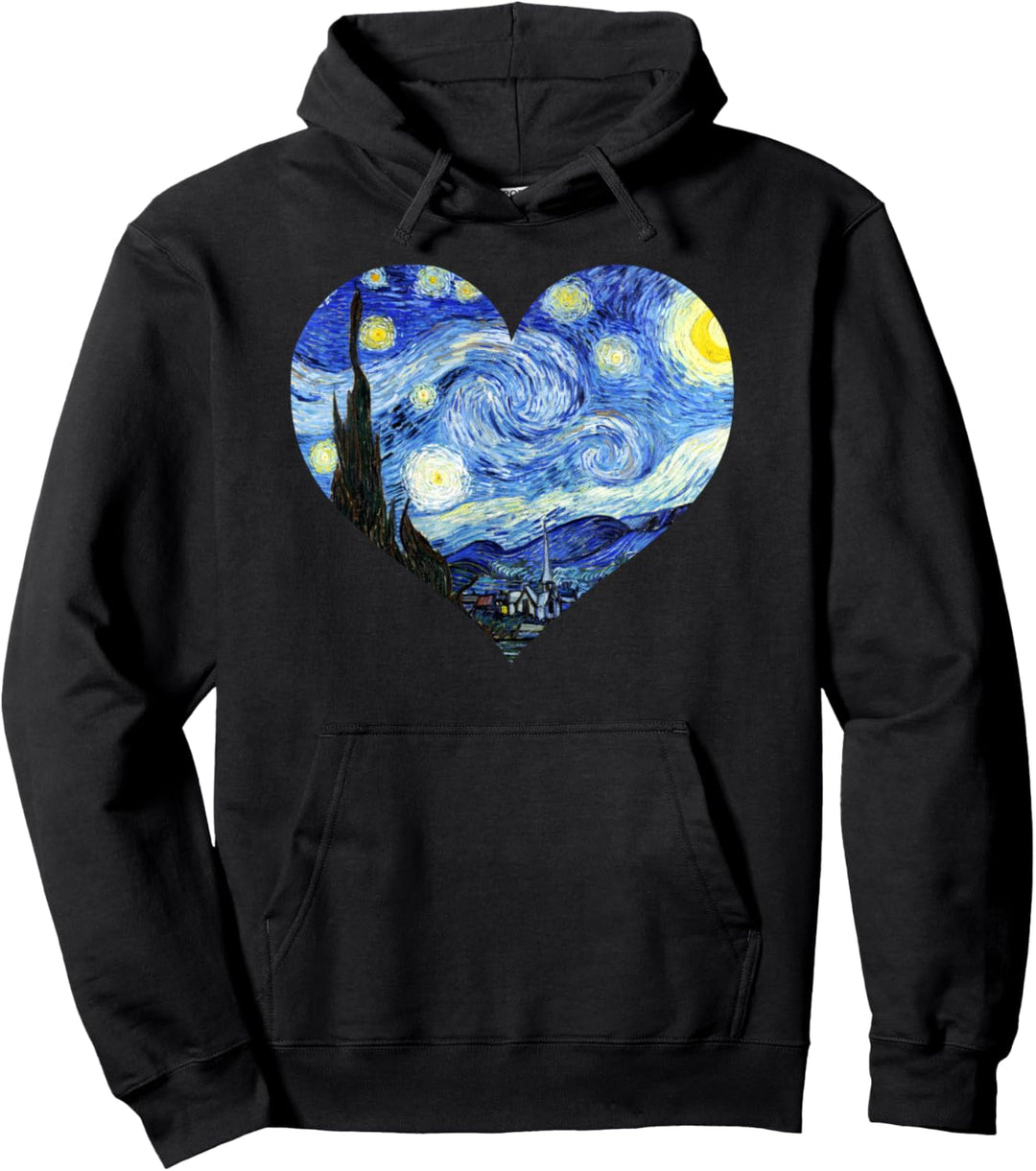 Famous Art: The Starry Night Van Gogh Heart Shape Stylish Pullover Hoodie