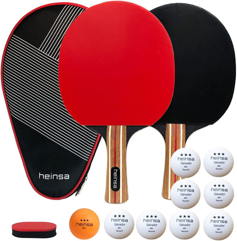 heinsa Tischtennisschläger Set, Tischtennisschläger Profi Set - Tischtennis Set mit Tasche und Tisch