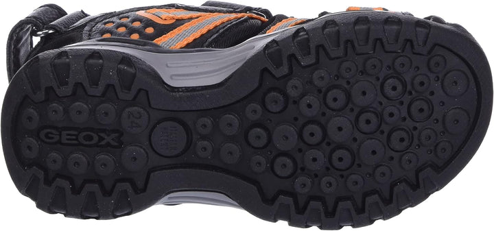 Geox Jungen J Borealis Boy Sandal, 28 EU Black Orange