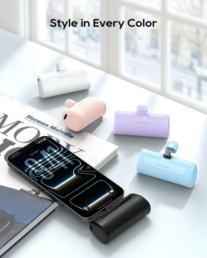 Kuulaa 2 Stück Power Bank USB C 4500mAh, Mini Externer Akku, Schnelles Aufladen Type C Powerbank ohn