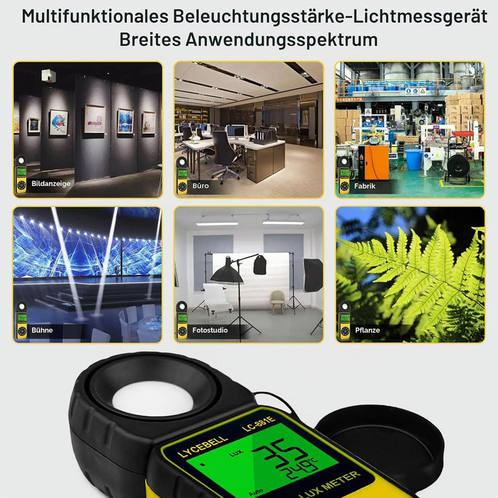 Digital Luxmeter, LC-881E Belichtungsmesser 0.1-300,000 Lux mit Hintergrundbeleuchtung, Lichtmessger