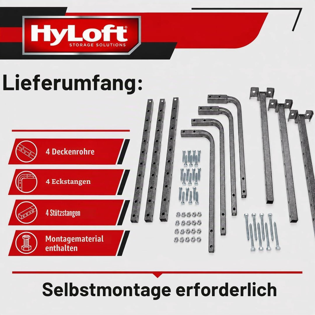 HyLoft 80844-10 86,4 x 66 cm Verstellbare Garagen-Deckenhalterung Lagerregal Kit – Hammertone, Hamme