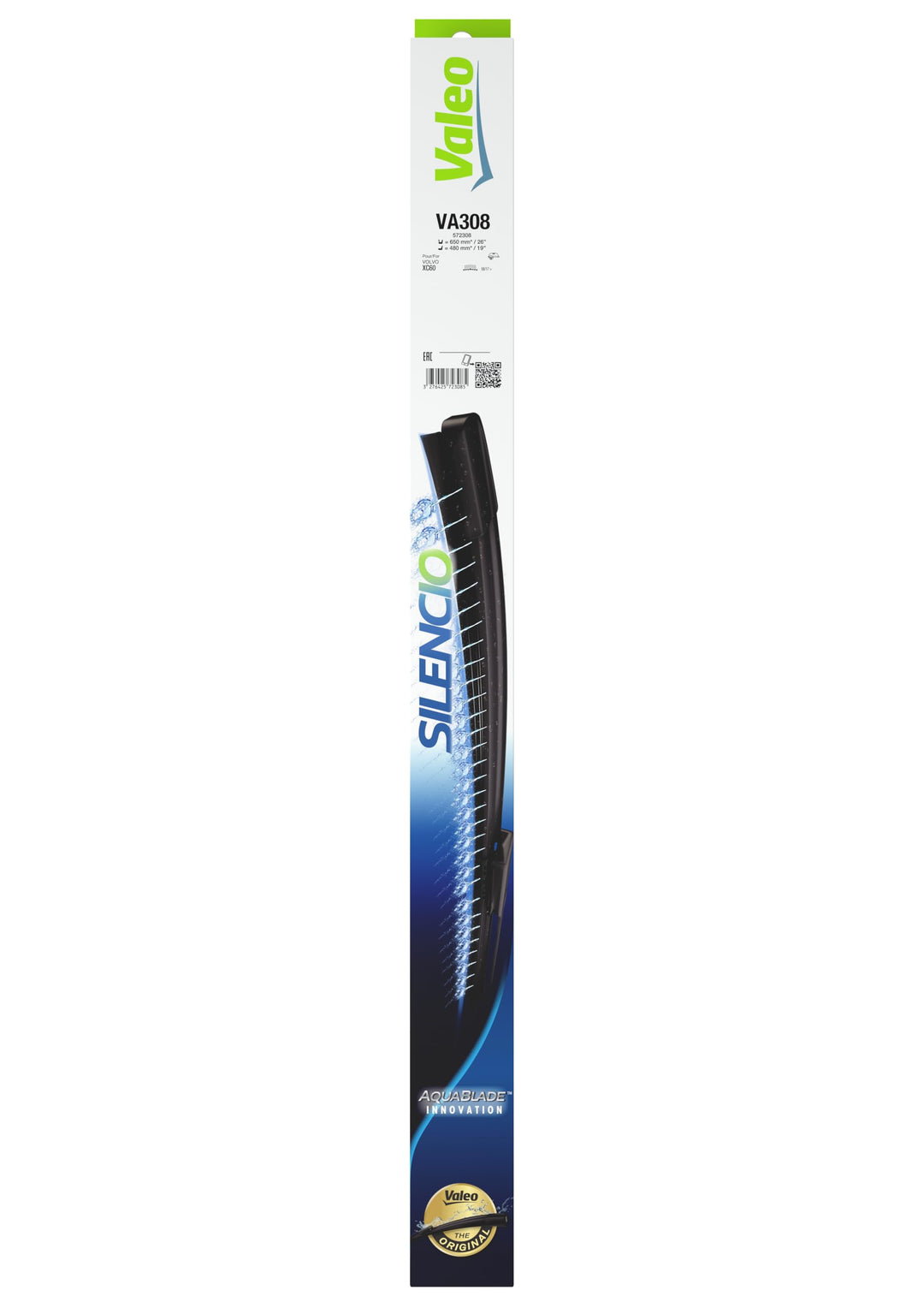 Valeo Silencio VA308 Wischerblatt 572308 Vorderansicht: 650mm / 480mm Menge Set 2 Einheiten Fahrerse
