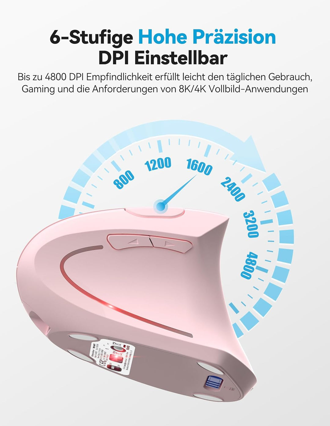 TECKNET Ergonomische Bluetooth Maus, Wiederaufladbar Kabellose Vertikale Maus (BT 5.0/3.0 + 2.4G), 6
