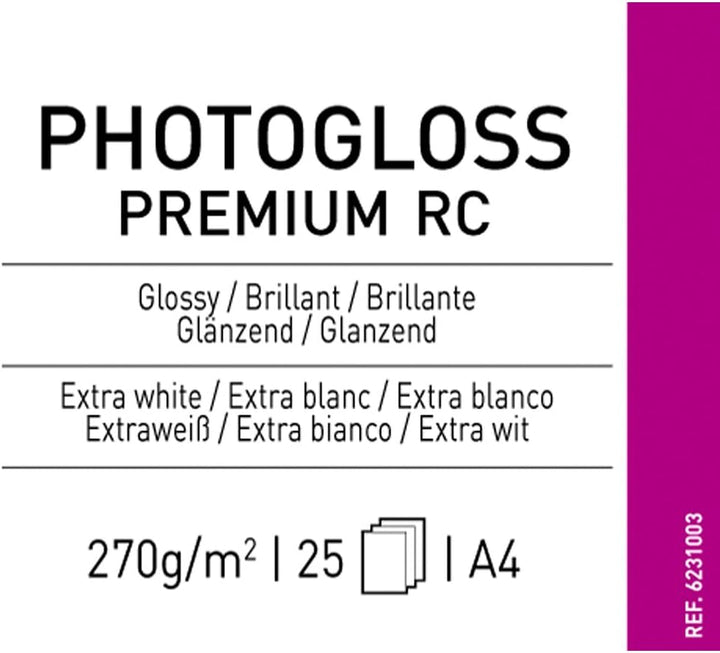 Canson 206231003 PhotoGloss Premium RC Box, Photopapier, A4 A4 21x29,7 cm -25 feuilles, A4 21x29,7 c