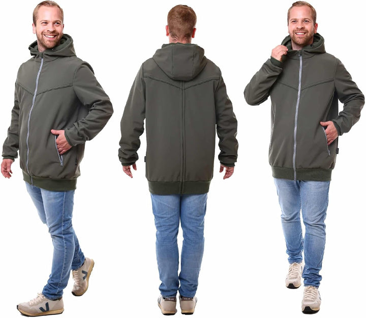 Viva la Mama - Männerjacke zum Babytragen aus Softshell - Explorer L Oliv - mit Rückentragemöglichke