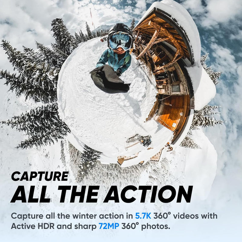 Insta360 X3 Schnee-Kit - wasserdichte 360°-Actionkamera mit 1/2"-Sensor, 5,7K 360°, 72MP 360°-Fotos,