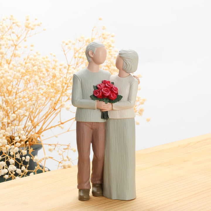 Carracci Liebevolles älteres Paar Figuren, Hochzeitstag Statuen für Heimdekoration, geformte handgem