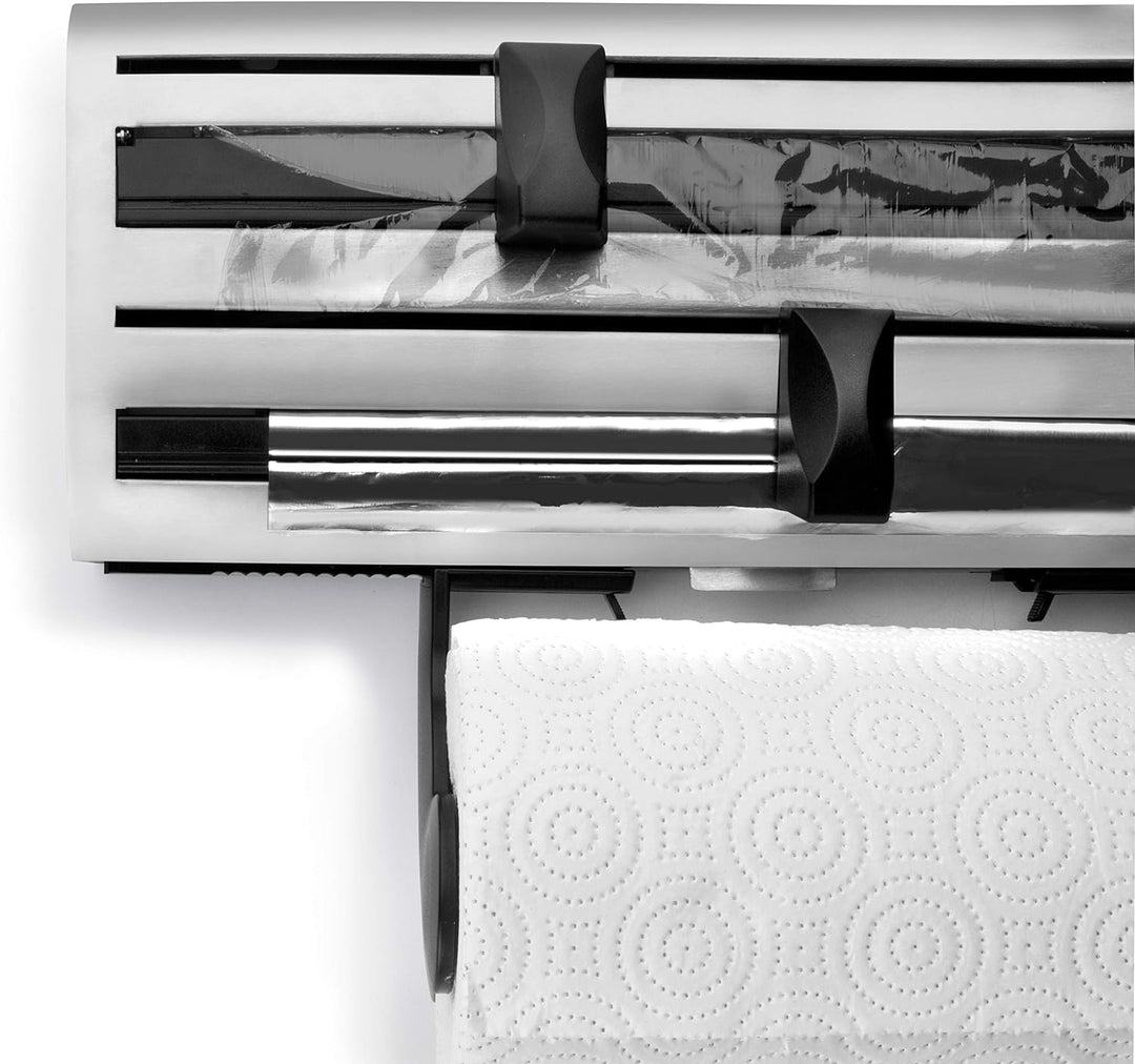IBILI DISPENSADOR Film/Papel 3 EN 1, Stainless Steel, schwarz/Silber, 35 x 17 x 7 cm