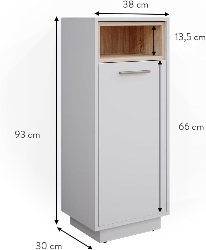 Vicco Midischrank Beatrice, Weiss, 38 x 93 cm, zur Aufbewahrung im Bad kombinierbar mit Beatrice Ser