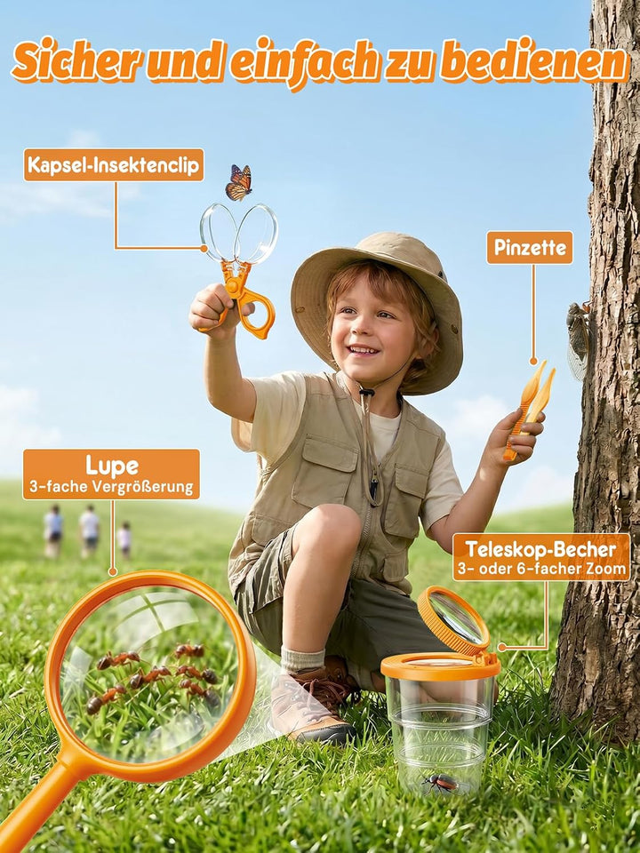 Acoath Mikroskop für Kinder, Insektenfänger Entdeckerset, 2,4-Zoll-Bildschirm, Fotografieren erlaubt