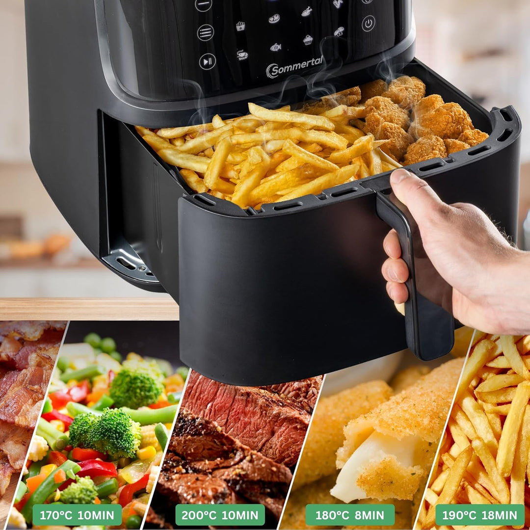 Sommertal HF760 – XXL Airfryer 7,6L für 12 Portionen, spart bis zu 55% Energie, 2000W Power, digital