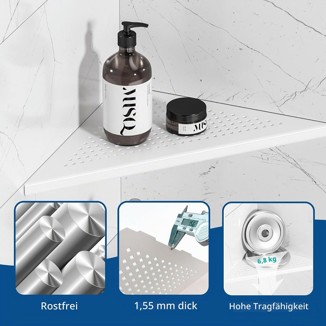 Neodrain Duschablage Eckregal Edelstahl 304 Duschregal Weisse Duschkorb für Badezimmer, Küche, 2 Stü