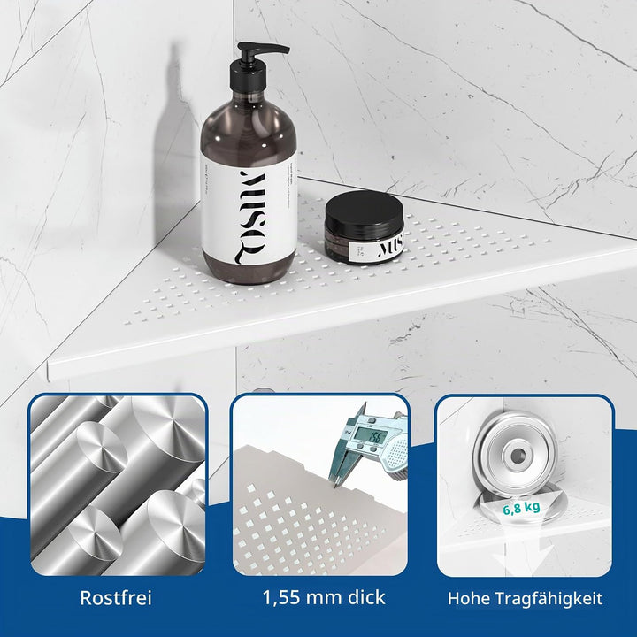 Neodrain Duschablage Eckregal Edelstahl 304 Duschregal Weisse Duschkorb für Badezimmer, Küche, 2 Stü
