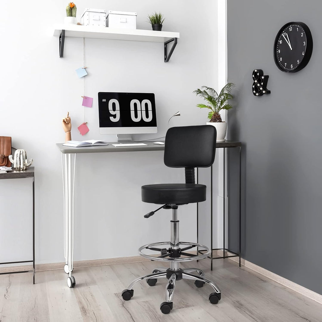 Bonnlo Rollhocker höhenverstellbar mit Lehne Abnehmbar, Arbeitshocker 360° Drehbar, Drehhocker mit F