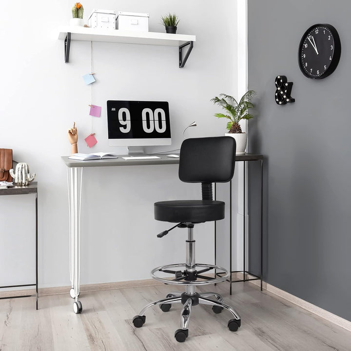 Bonnlo Rollhocker höhenverstellbar mit Lehne Abnehmbar, Arbeitshocker 360° Drehbar, Drehhocker mit F