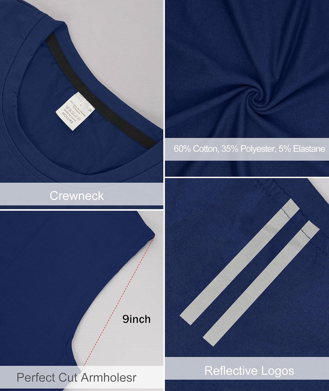 Holure 3er Pack Herren Unterhemden Muskelshirt Workout Tank Tops Unterhemd mit Rundhals-Ausschnitt S