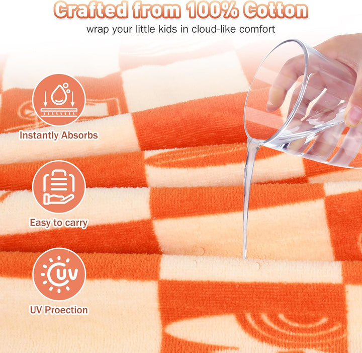 Kato Tirrinia 100% Baumwolle Badeponcho Strandtuch 90-120cm Kinder, Absorbierender Bademantel Badeha