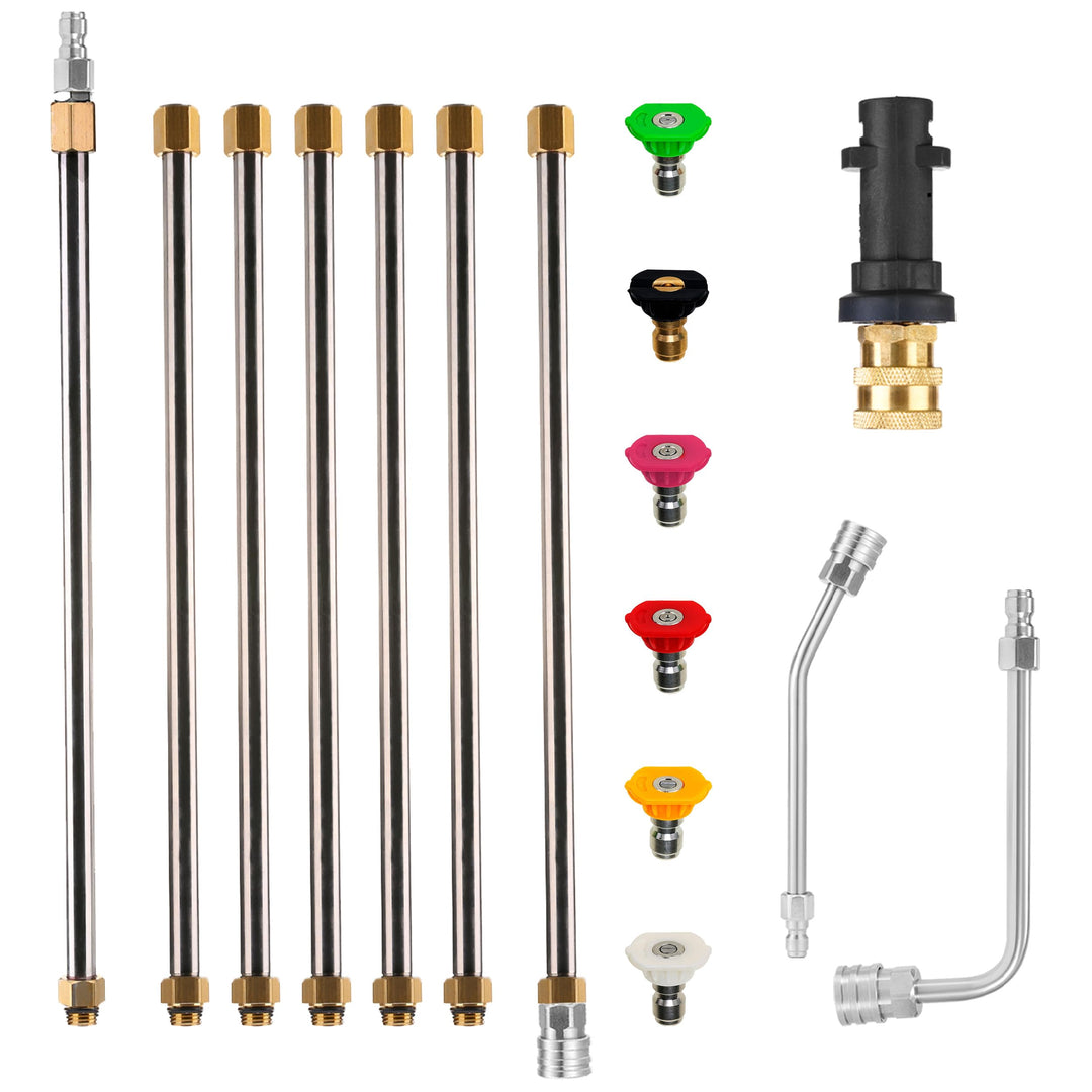 Tool Daily Hochdruckreiniger-Lanzen-Set für Karcher K2-K7, 276 bar | mit Adapter, gebogener Stange (