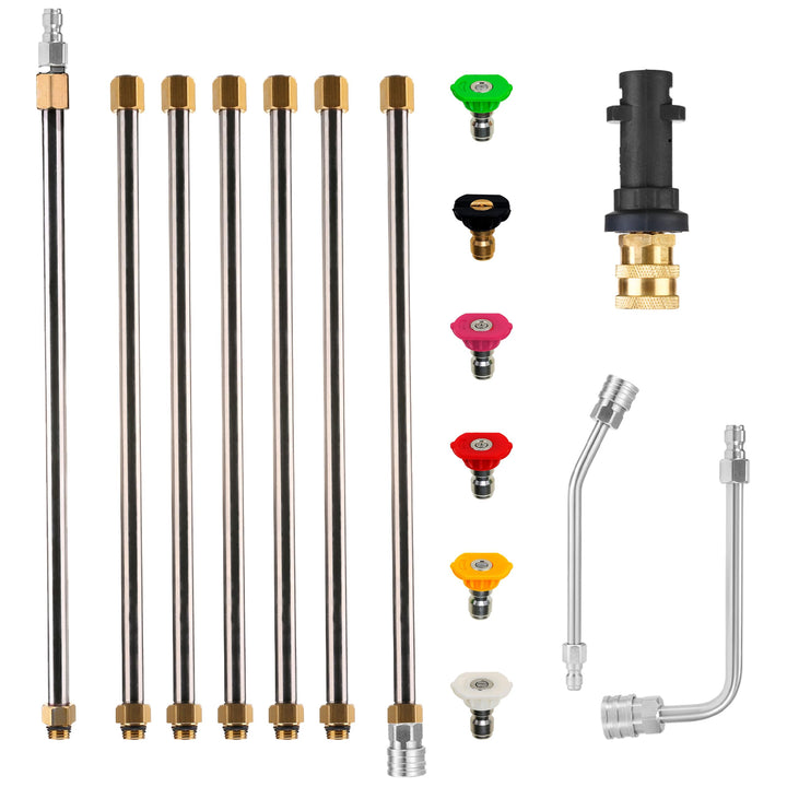 Tool Daily Hochdruckreiniger-Lanzen-Set für Karcher K2-K7, 276 bar | mit Adapter, gebogener Stange (