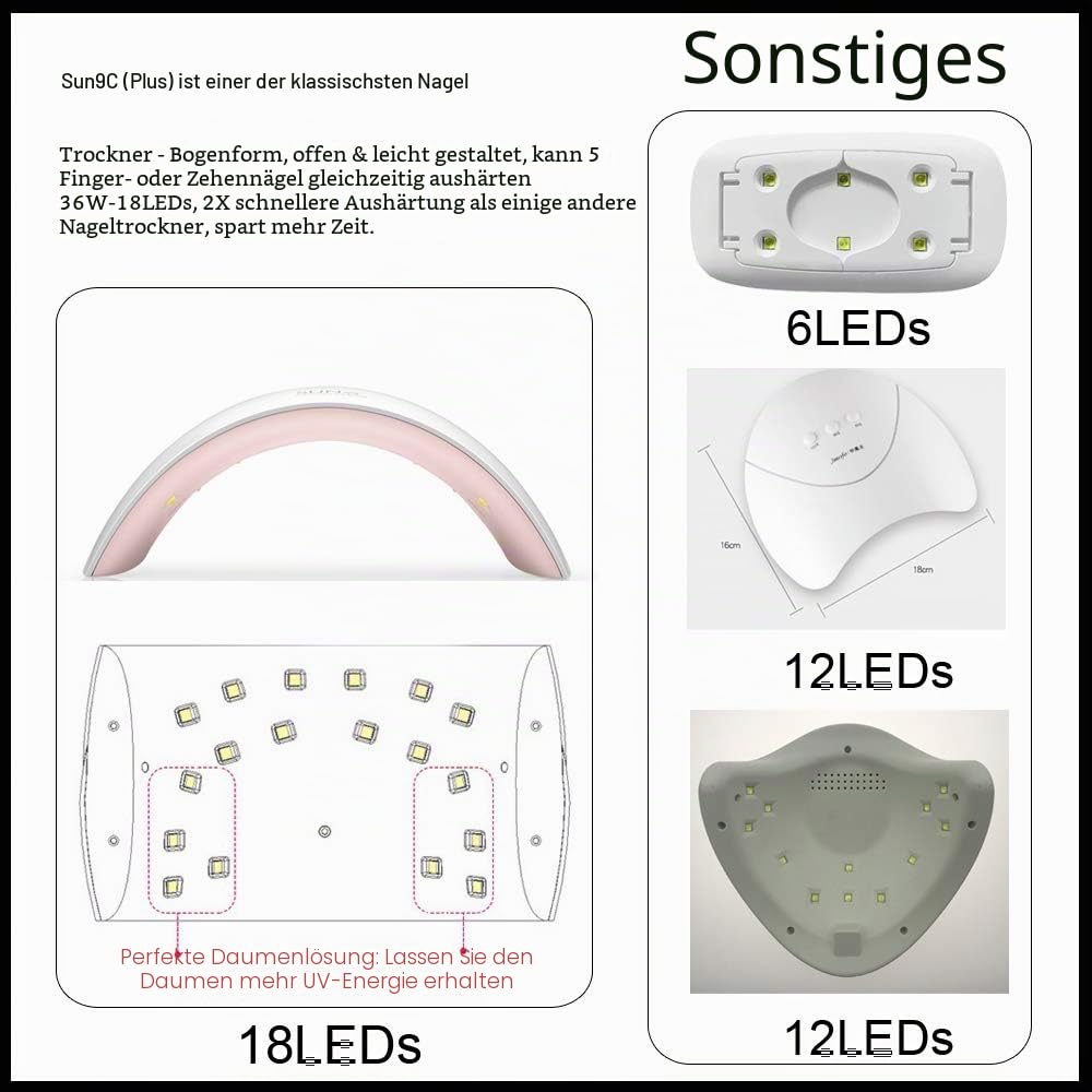 Vishine Komplettes Set 36 W UV-Lampe LED Nageltrockner 6 semi-permanenter Nagellack Nagellack Top Ba