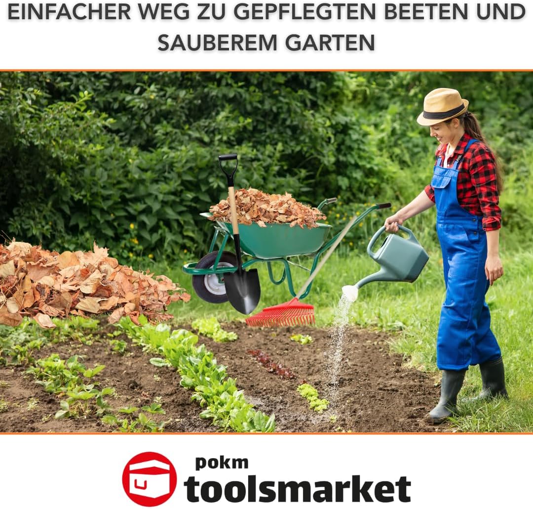2 STK. Rechen 42 cm – Kunststoff Laubrechen 29 Zinken Gartenrechen für Stiel Ø 27mm, für Erde Kompos