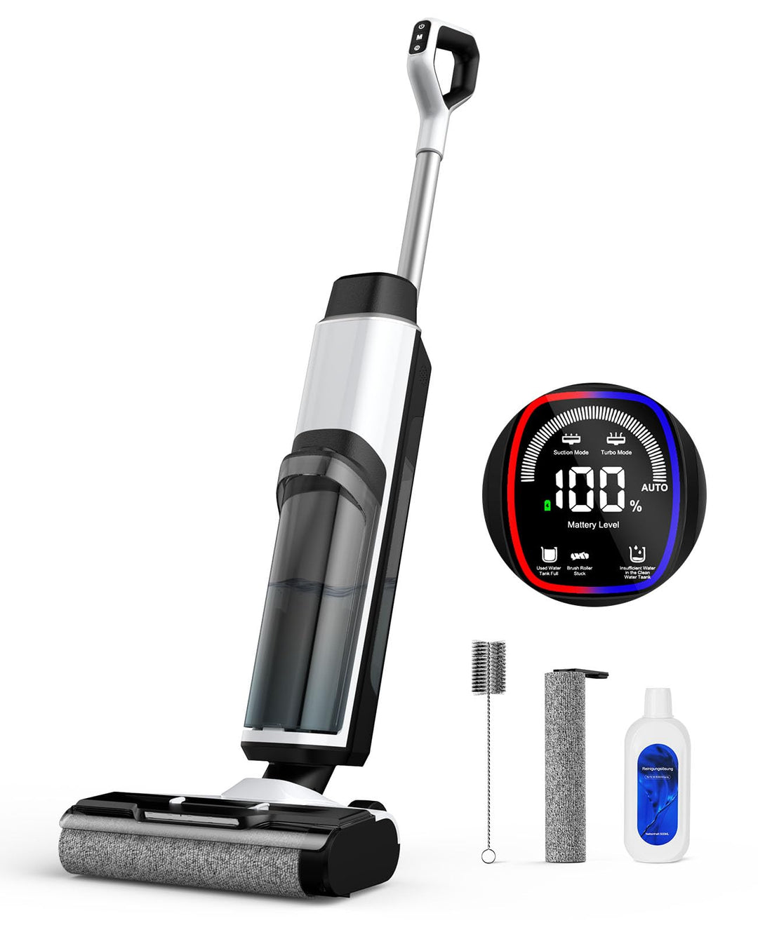 Nass Trockensauger Akku, 20.000 Pa kabelloser All-in-One Staubsauger mit wischfunktion, Sprachausgab
