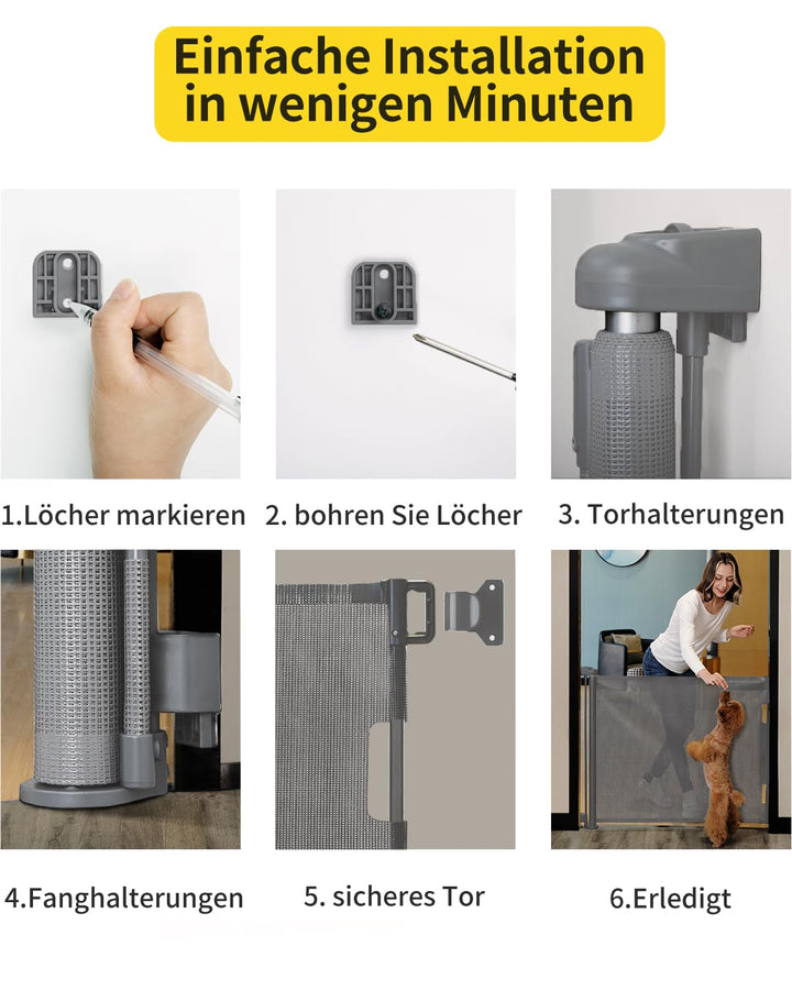 Retraktierbares Sicherheitsgitter für Babys & Haustiere– 2er Set – Extra Breit & Hoch, 0-140CM Türsc