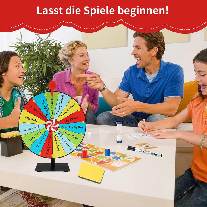 Glücksrad zum Drehen, 30cm Preisrad-Spinner mit Ständer, 15 Slots Wiederverwendbar Glücksrad zum Sel