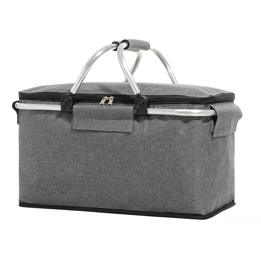 Einkaufskorb,Einkaufskorb Faltbar, Thermo als Picknickkorb, Kühlbox Tragbare mit Gepolsterten Griffe