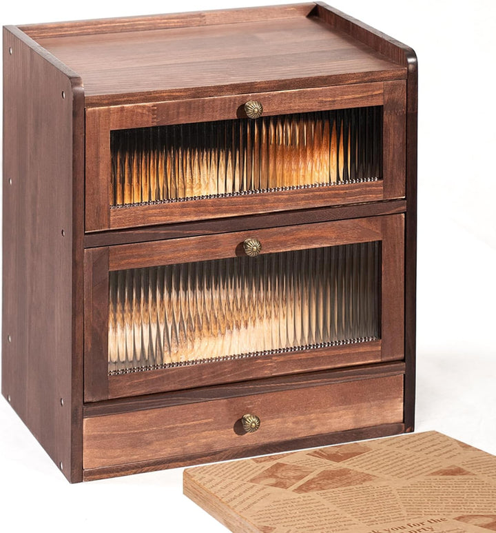 Kiefernholz Brotkasten mit 50 Deli-Papier, Holz Brotkästen mit Belüftung, Vintage Braun Brotbehälter