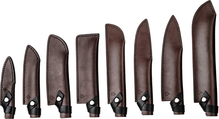 Forged Klingenschützer, Kochmesser von 20cm, Aus braunem Leder, Mit Druckknopfverschluss