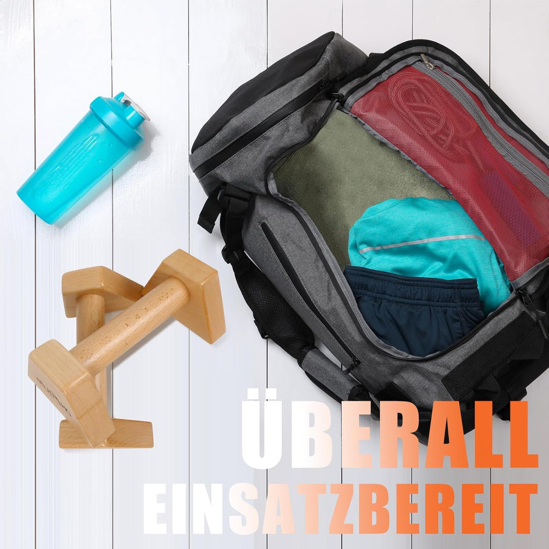 DH FitLife Liegestützgriffe aus Holz - 2x gelenksschonende & rutschfeste Handstand-Griffe | Parallet