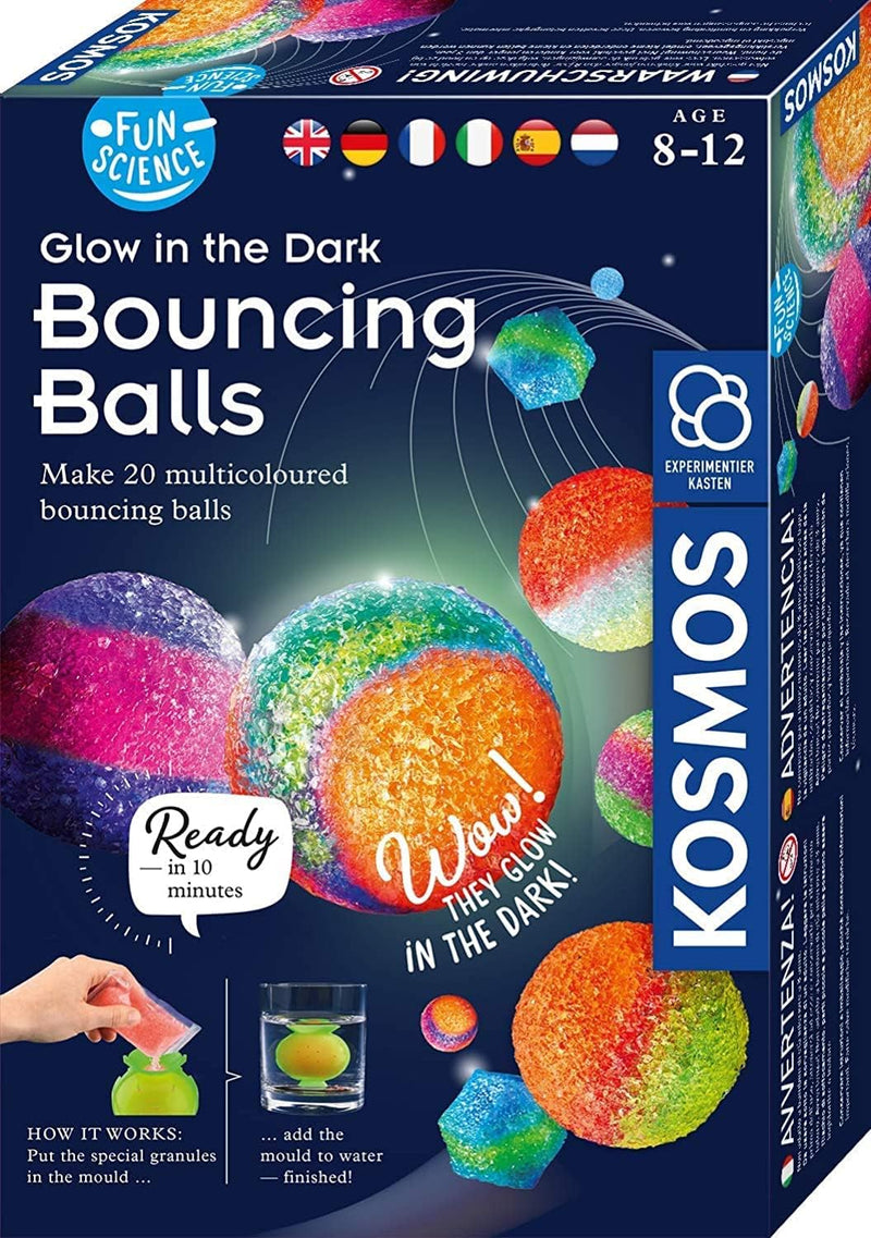 KOSMOS 616656 Fun Science - Bouncing Balls Nachtleuchtende Flummi Power Experimentierset, Stelle 20