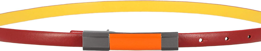 DUDU Damen Gürtel aus echtem Leder Made in Italy Bunt H 12 mm Kürzbar Koppelschliesse Rot von 100 cm