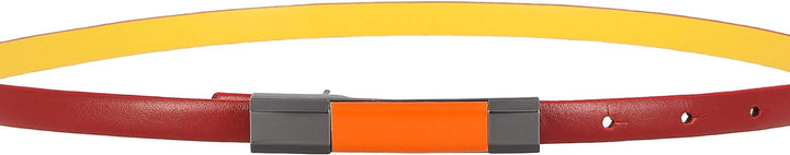 DUDU Damen Gürtel aus echtem Leder Made in Italy Bunt H 12 mm Kürzbar Koppelschliesse Rot von 100 cm