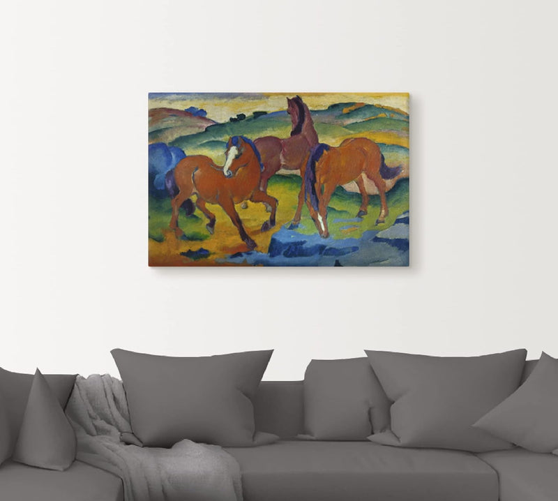 ARTland Leinwandbilder Wandbild Bild auf Leinwand 120x80 cm Wanddeko Landschaften Weide Tiere Die ro