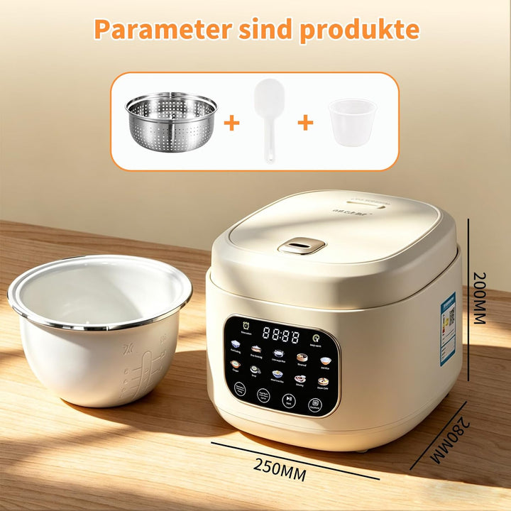 Reis Kocher Low Sugar, 3L Rice Cooker Small mit Low Carb Funktion and Dampfgarer 10 in 1 Reiskocher