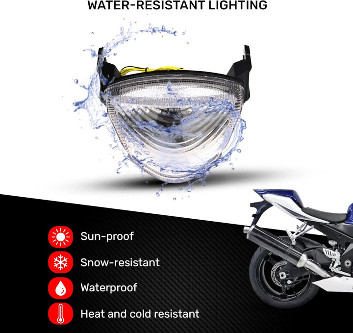 aVDB-moto LED-Bremslicht mit integriertem Blinker kompatibel mit Suzuki GSXR1000, K5, K6 (klar), kla